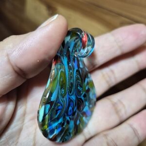 Vintage Multicolor Glass Pendant Necklace